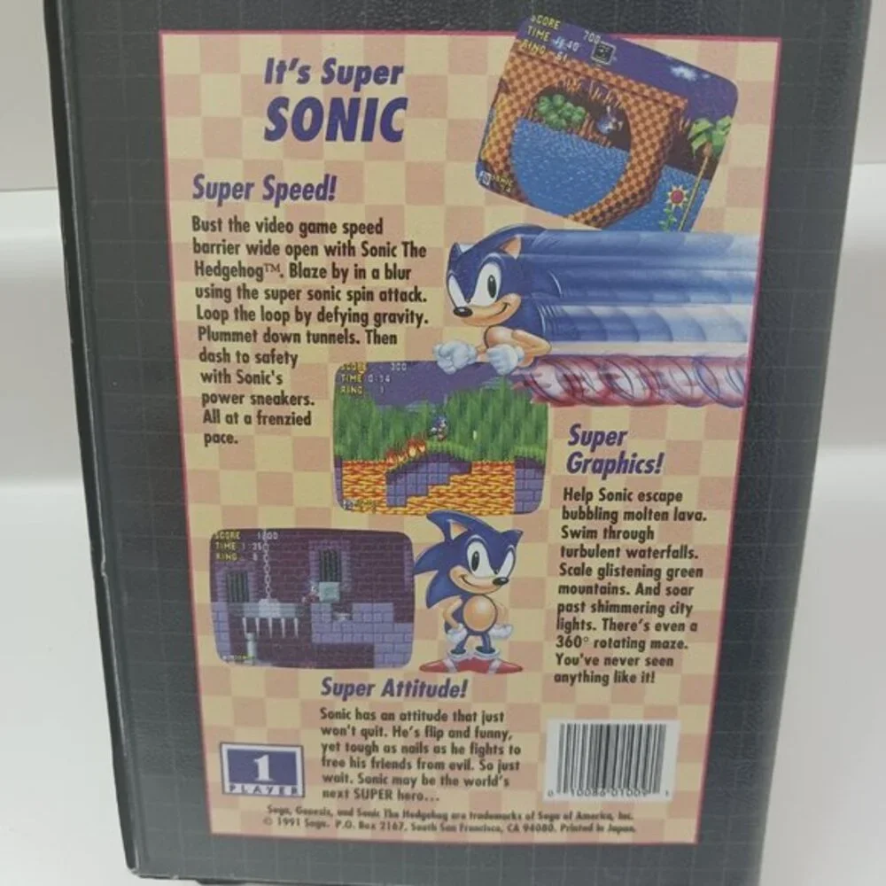 1X Sonic the Hedgehog - Sega Genesis 1st print All Great Condition